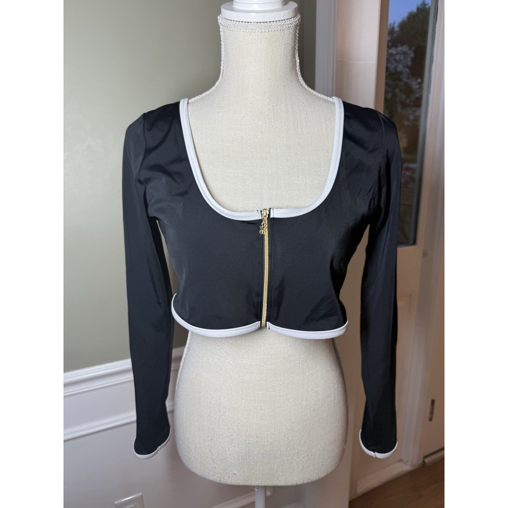 Victoria's Secret PINK Long Sleeve Cropped Rash Guard Swim Top Black XL